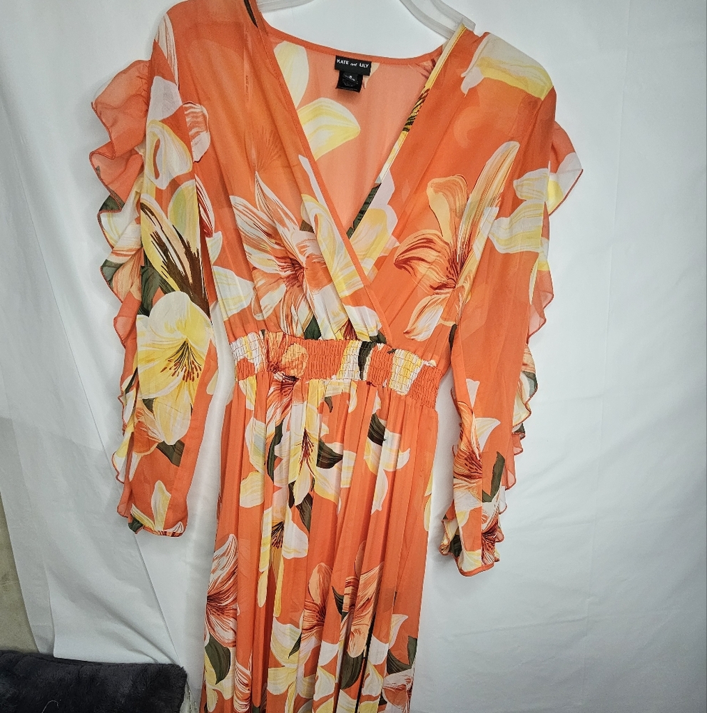 Floral Orange Maxi Dress